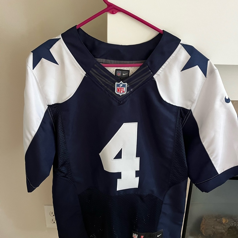 Nike Navy and White Men's Jersey with Number 4